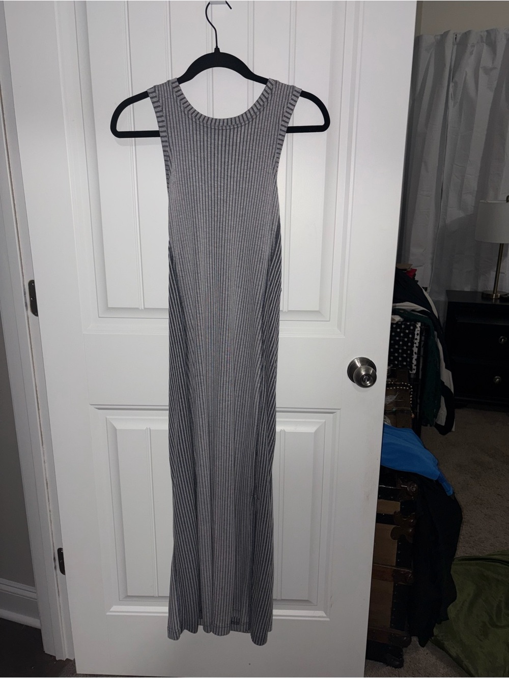 Sleeveless Gray Ribbed Maxi Dress - Streamlined Everyday Maxi